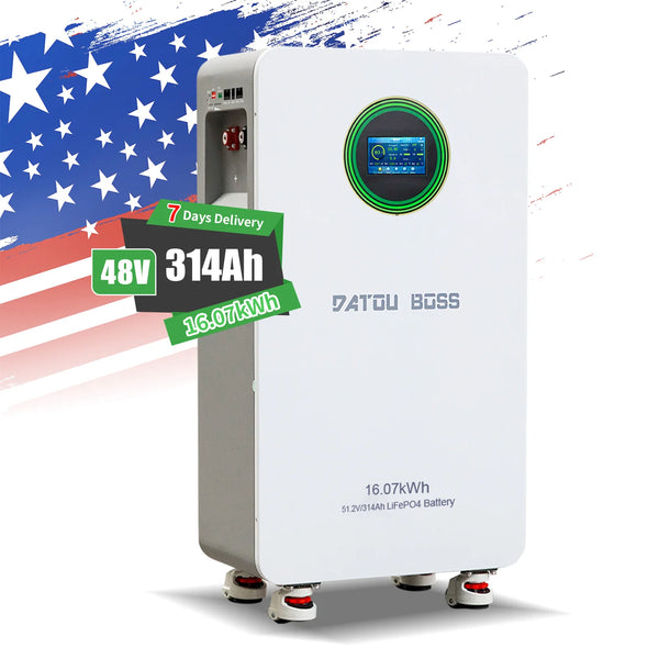 15.36kWh Wall-Mounted LiFePO4 Home Battery, 51.2V 300Ah