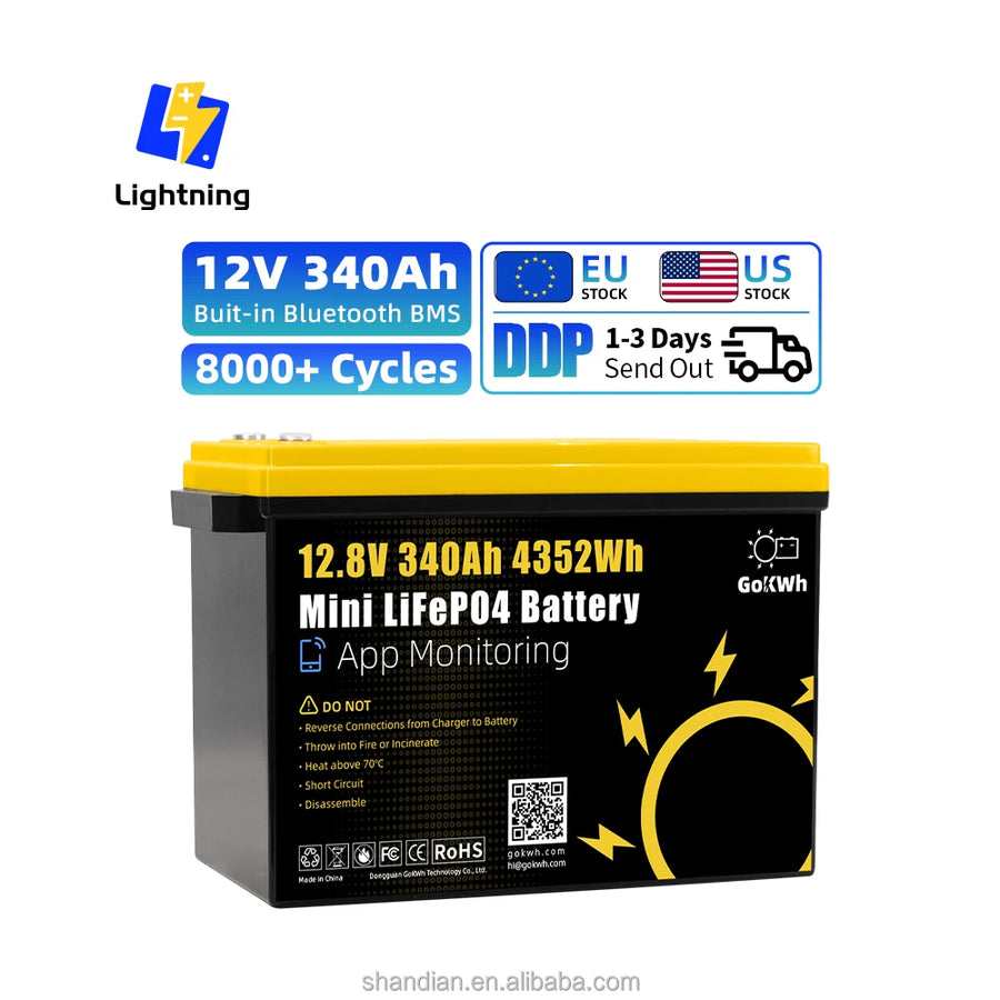 Gridbackup LiFePO4 Deep Cycle Battery – 100-340Ah